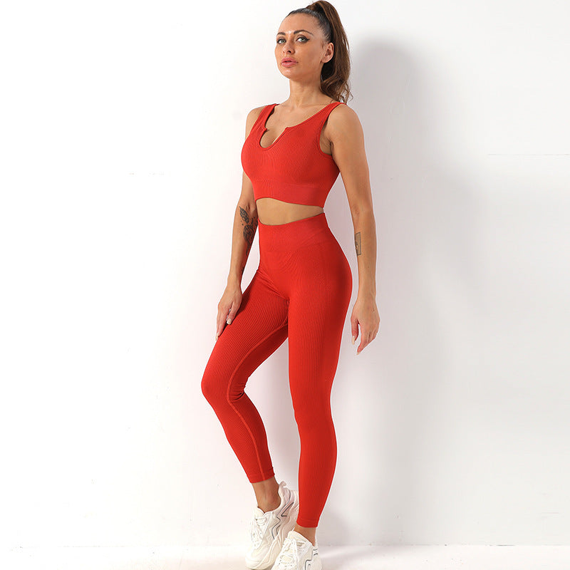 Yoga Sportswear Bra Vest & Hip Lift Trousers Set trendy
