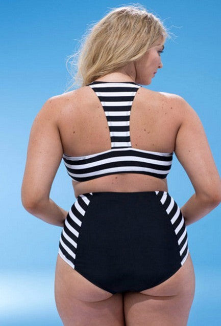Split stripe bikini trendy