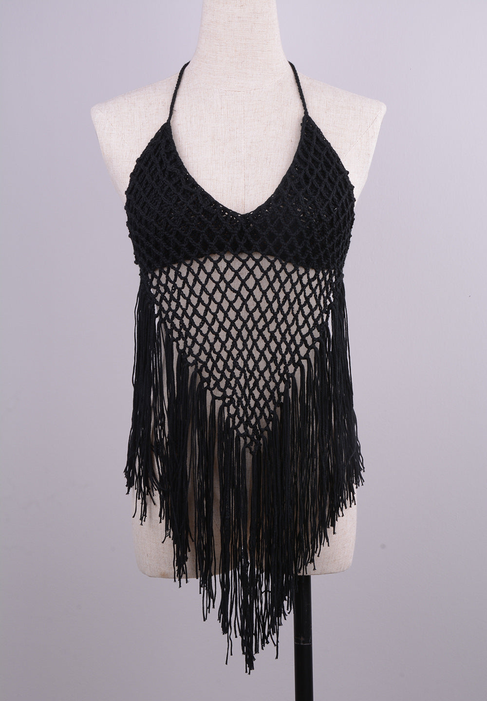Hand-Woven Beach Hollow Tassel Split Swimsuit Set