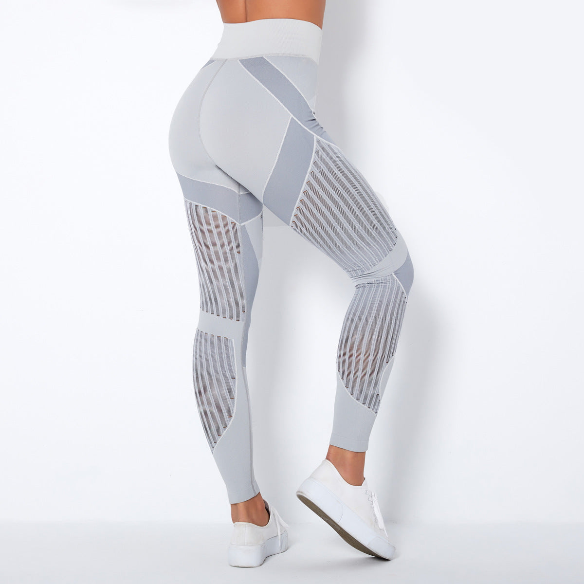 Seamless Mesh Knit Yoga Leggings High-Waist Hip-Lifting Sports Fitness Pants trendy