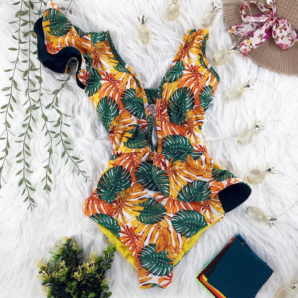 Chic Conservative One-Piece Swimsuit with Elegant Ruffle Detail – Modest, Flattering, and Stylish