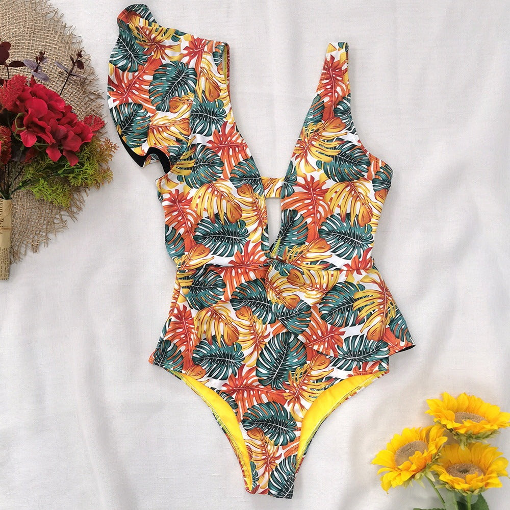 Chic Conservative One-Piece Swimsuit with Elegant Ruffle Detail – Modest, Flattering, and Stylish