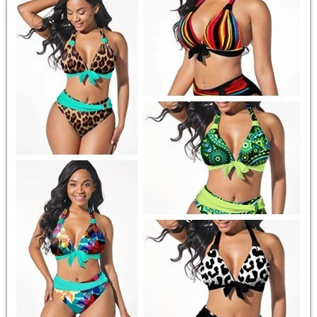 Women's Colorful Printed Plus Size Bikini Swimming Suit trendy