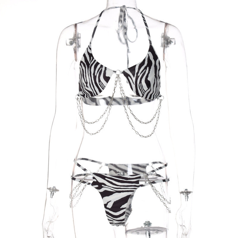 Trending Printed Tether Chain Bikini Set - Fashion Swimsuit for Summer Beachwear