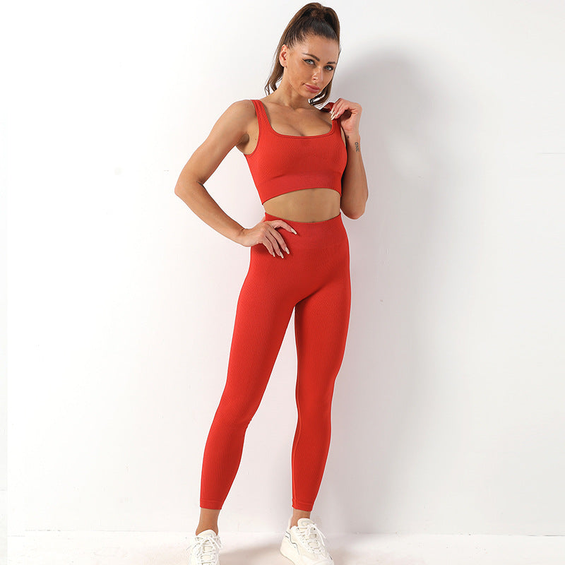 Yoga Sportswear Bra Vest & Hip Lift Trousers Set trendy