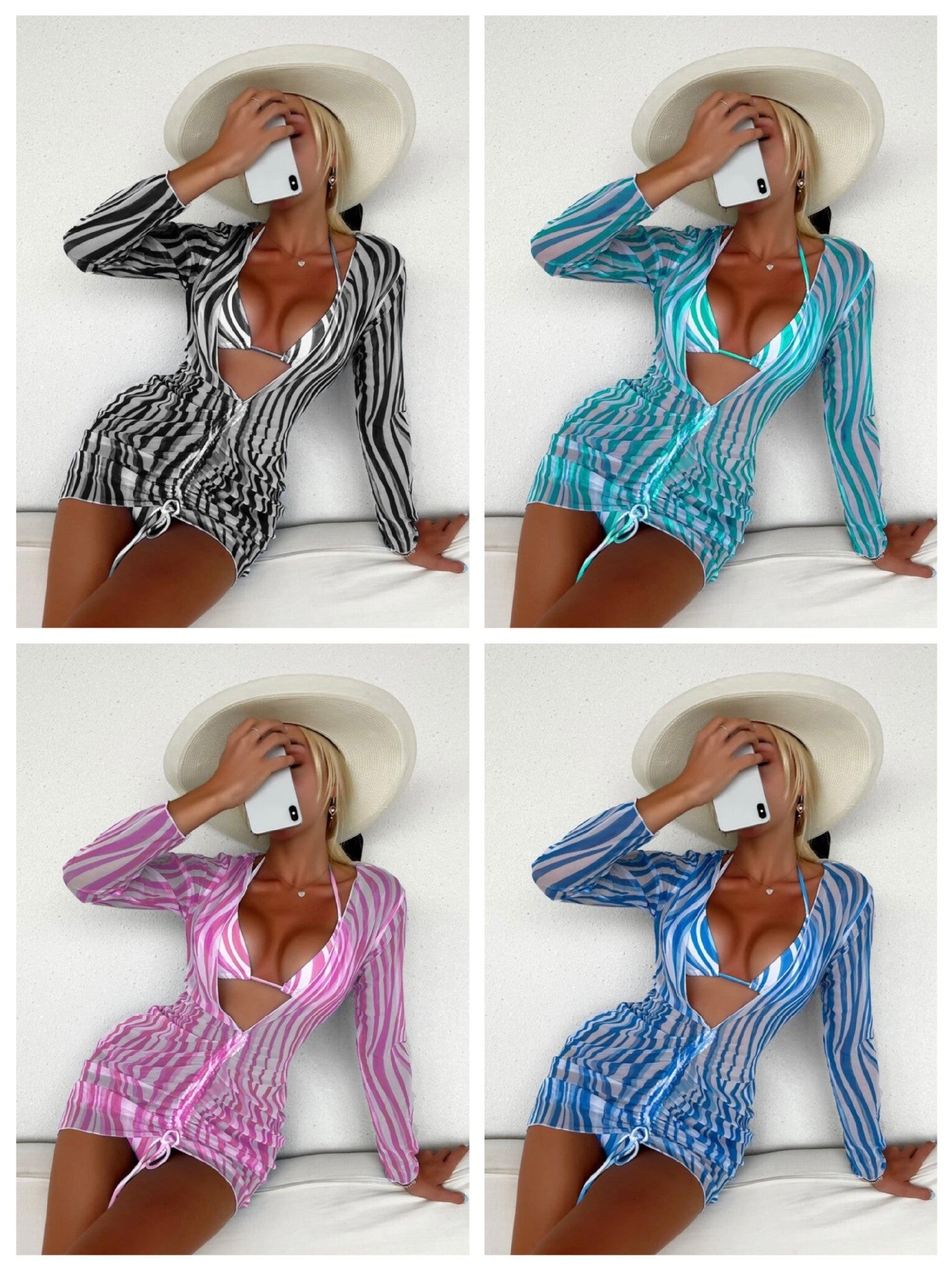 Fashion Bikini Mesh Three Piece Swimsuit trendy