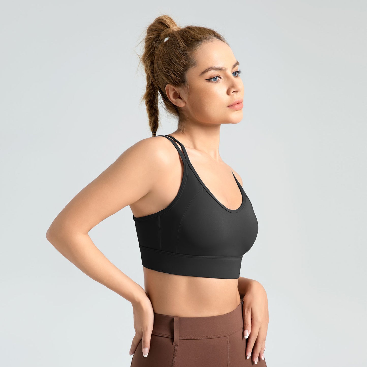 Women's Cross Beauty Back Exercise Double-shoulder Strap Rear Breasted Gathering Bra