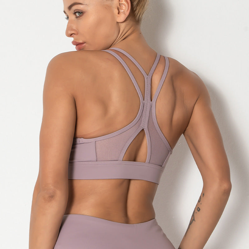 Mesh Stitching Thin Strap Beauty Back Fitness Underwear