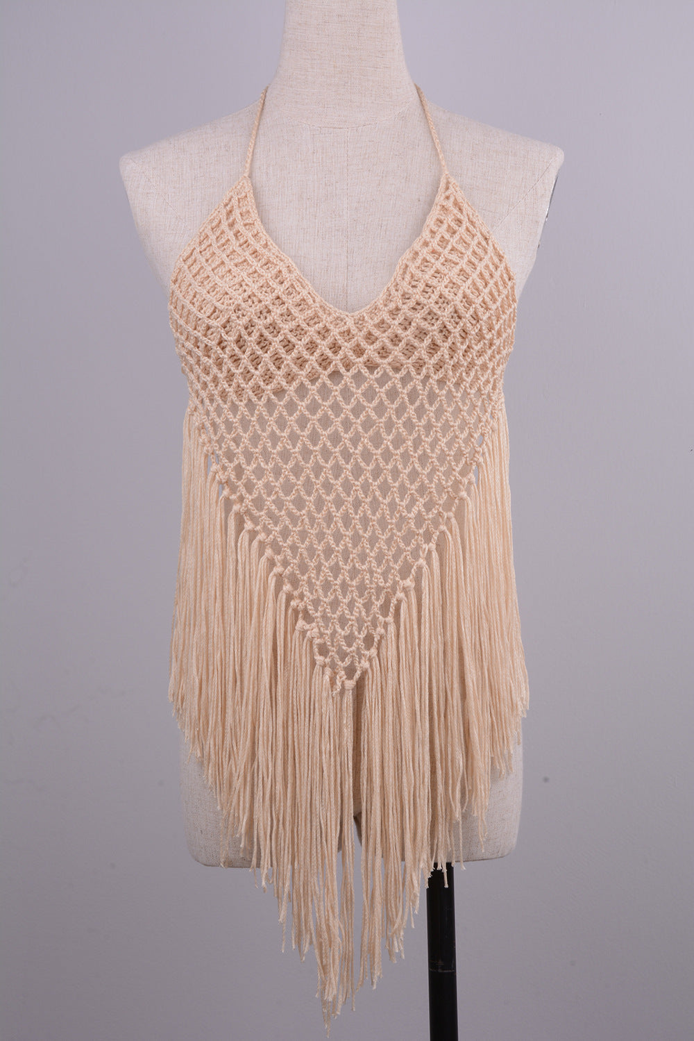 Hand-Woven Beach Hollow Tassel Split Swimsuit Set