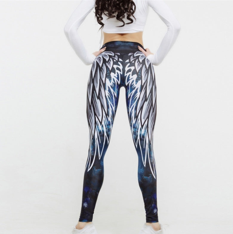 3D Wings Digital Print Yoga Leggings trendy