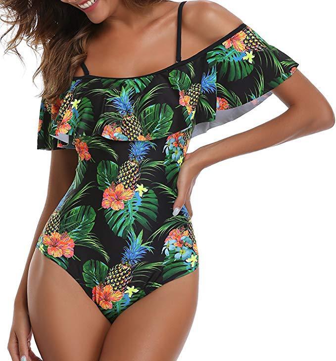 Slim Off Shoulder Women's One-Piece Swimsuit | Elegant & Sexy Swimwear for Beach & Pool