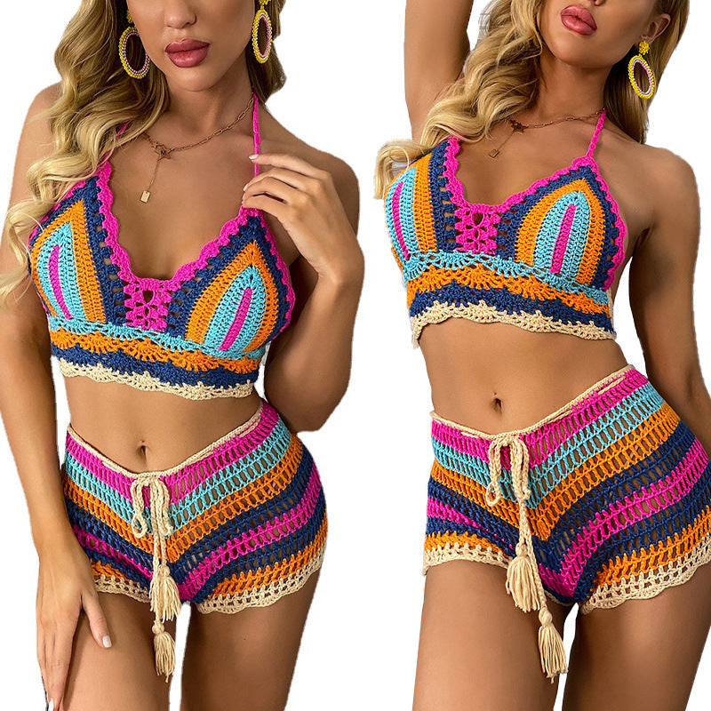 Women's Hand Crochet Knitted Swimsuit Set fashion