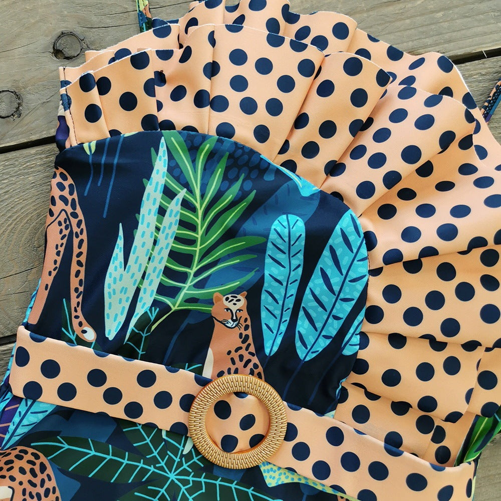 Asymmetrical Ruffle Leopard Print Swimsuit | One-Piece Chic Swimwear