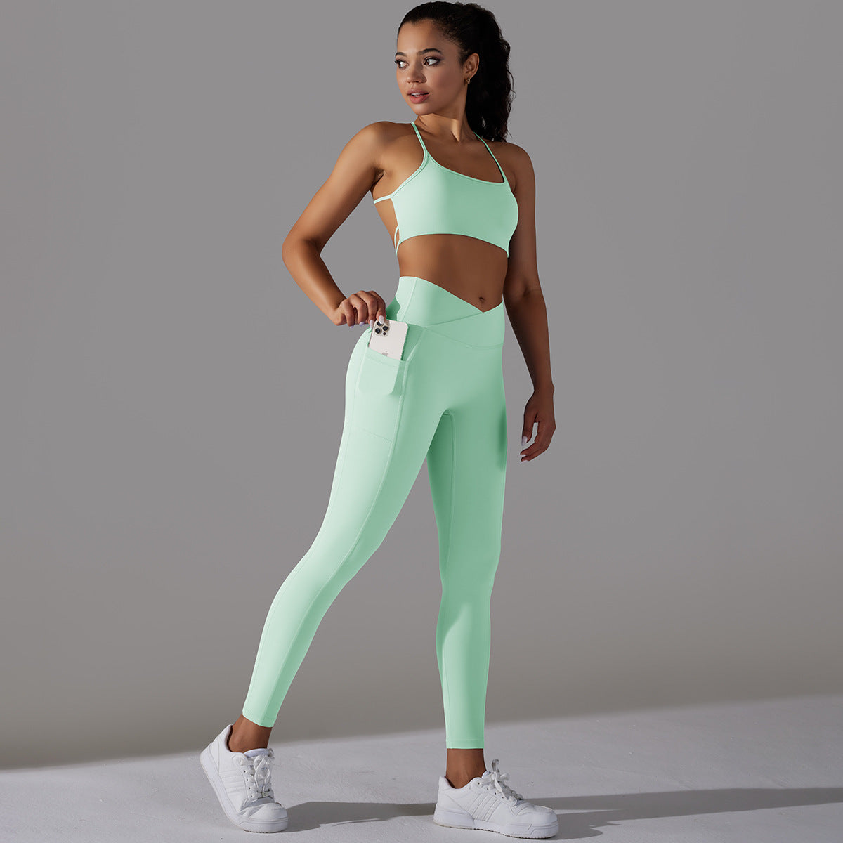 Beauty Back Sports Bra & High Waist Leggings Set – Stylish Activewear for Women