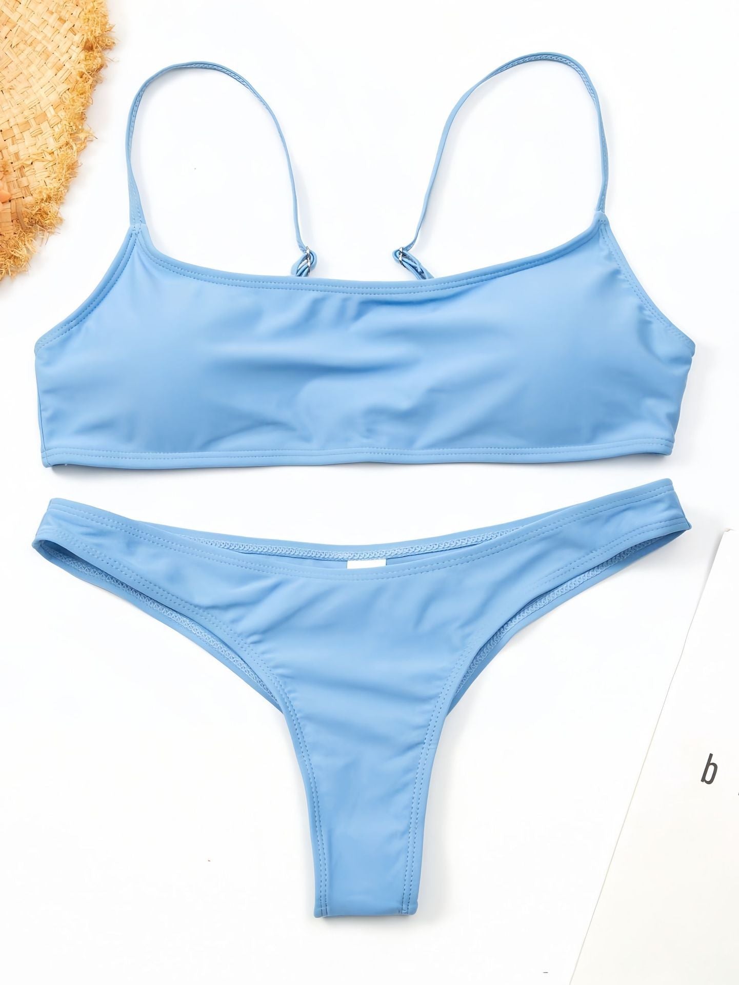 Women's Casual Nylon Split Color Bikini Set trendy