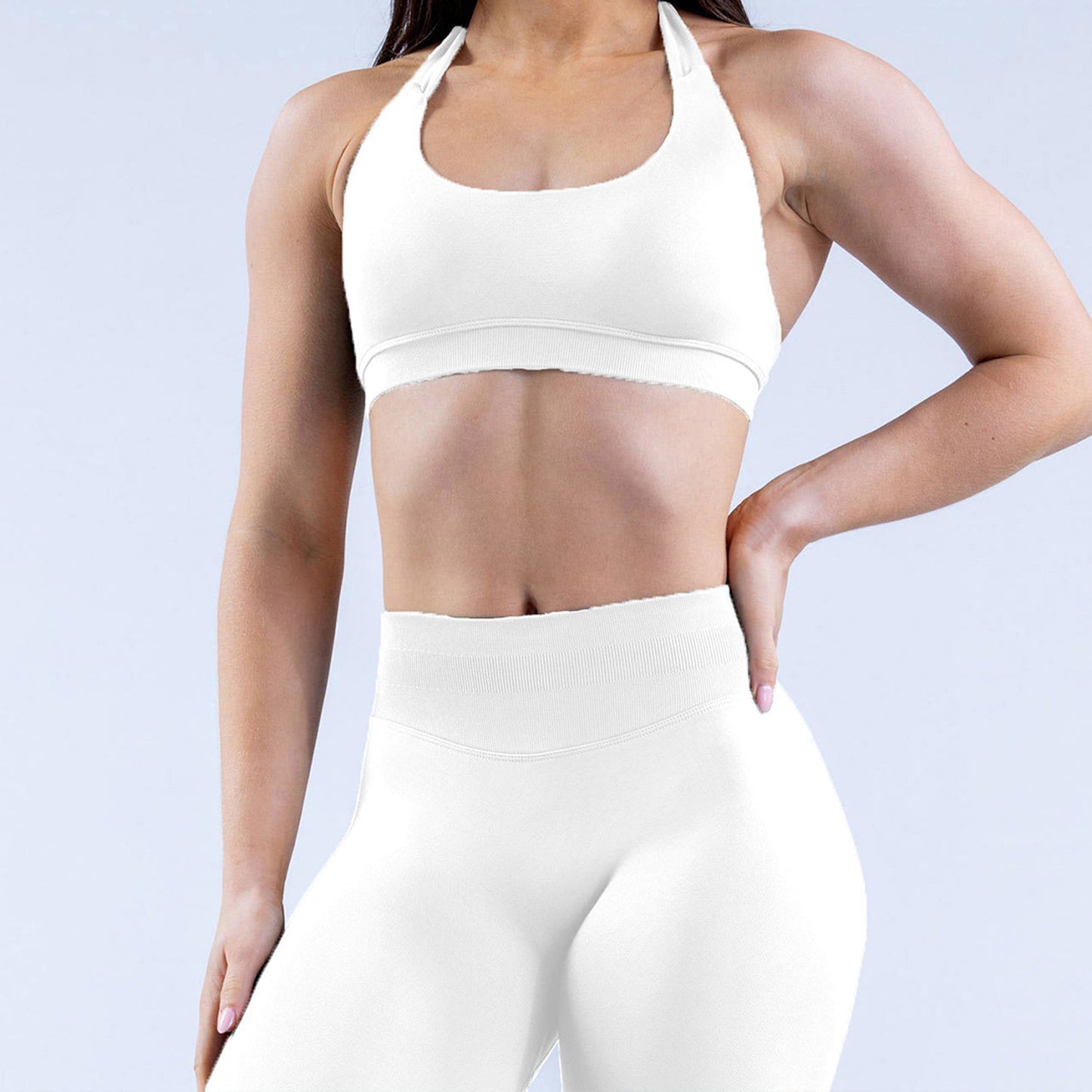 High Elastic Ultra-fine Matte Nylon Halter Beauty Back Seamless Sports Bra trendy