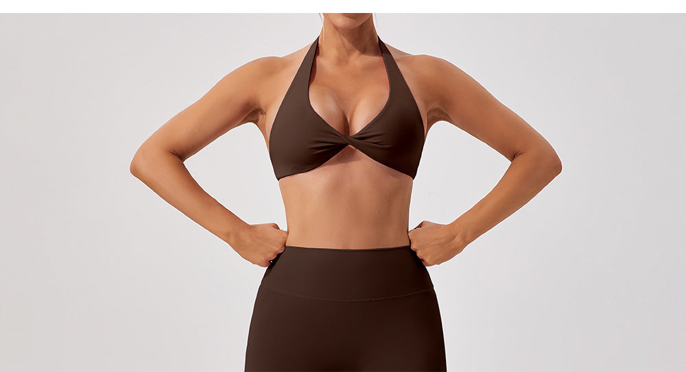 Nude Feel Breathable Halter Beauty Back Yoga Bra Tight Fitness Top