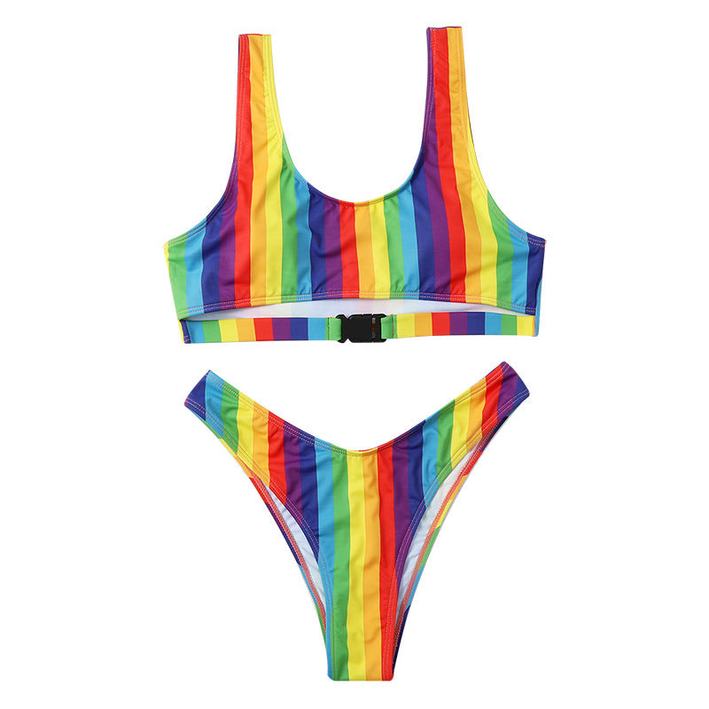 Split Rainbow Bar Women's Bikini trendy
