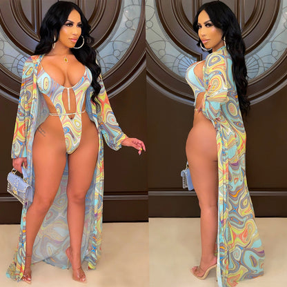 Women's Fashion Print Swimsuit Two Piece Set trendy