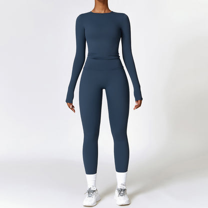 Tight-fitting trendy Brushed Yoga Suit Quick-drying Fitness Clothes  Fitness Long Sleeve Tracksuits Sports Suit Gym Top High Waist Leggings Women Sets Yoga Set