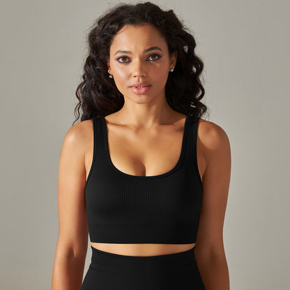 European And American Seamless Knitted Short Solid Color Thread Sports Underwear Running Fitness Yoga Wear