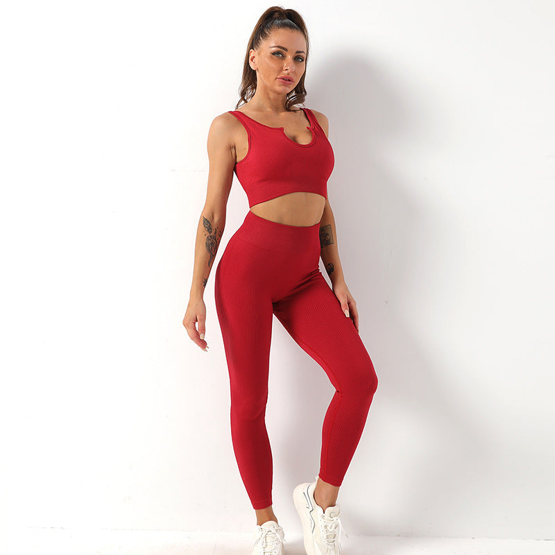 Yoga Sportswear Bra Vest & Hip Lift Trousers Set trendy