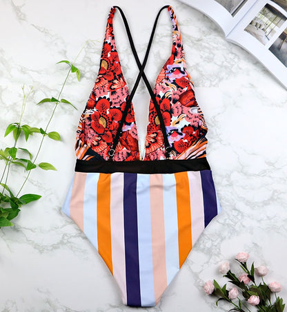 One-piece Swimsuit Deep V Sexy Bikini trendy