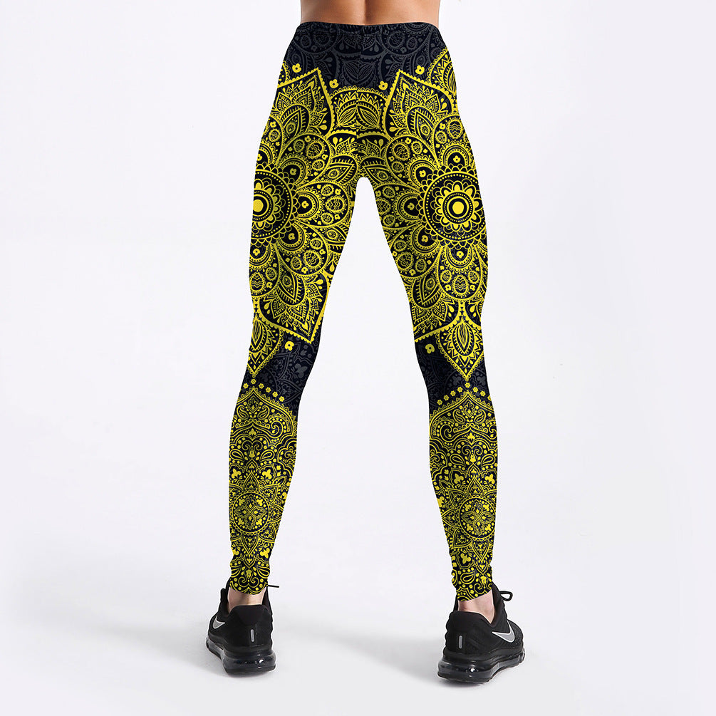 Yellow Gold Mandala Yoga/Workout Leggings trendy