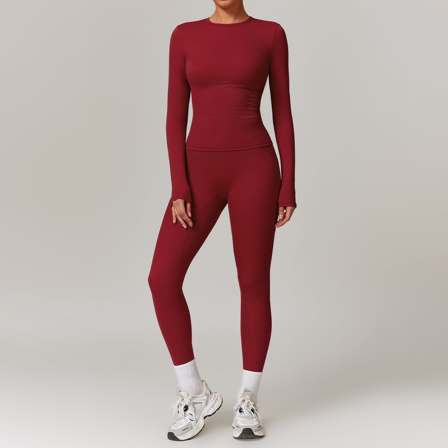 Tight-fitting trendy Brushed Yoga Suit Quick-drying Fitness Clothes  Fitness Long Sleeve Tracksuits Sports Suit Gym Top High Waist Leggings Women Sets Yoga Set