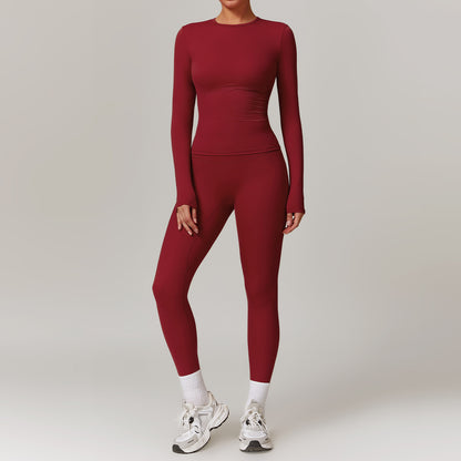 Tight-fitting trendy Brushed Yoga Suit Quick-drying Fitness Clothes  Fitness Long Sleeve Tracksuits Sports Suit Gym Top High Waist Leggings Women Sets Yoga Set