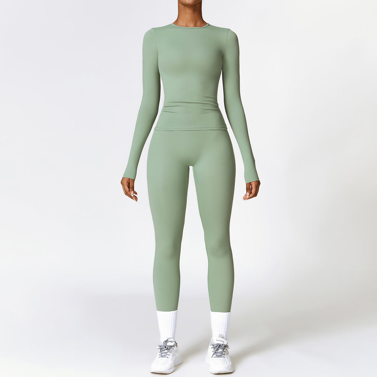 Tight-fitting trendy Brushed Yoga Suit Quick-drying Fitness Clothes  Fitness Long Sleeve Tracksuits Sports Suit Gym Top High Waist Leggings Women Sets Yoga Set