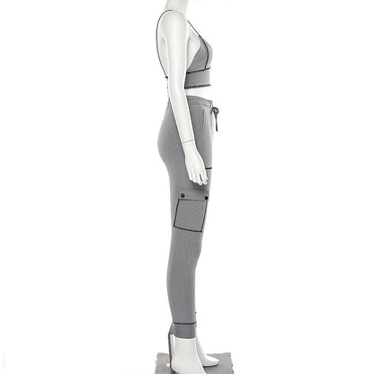 V-neck low-cut sports fitness suit trendy