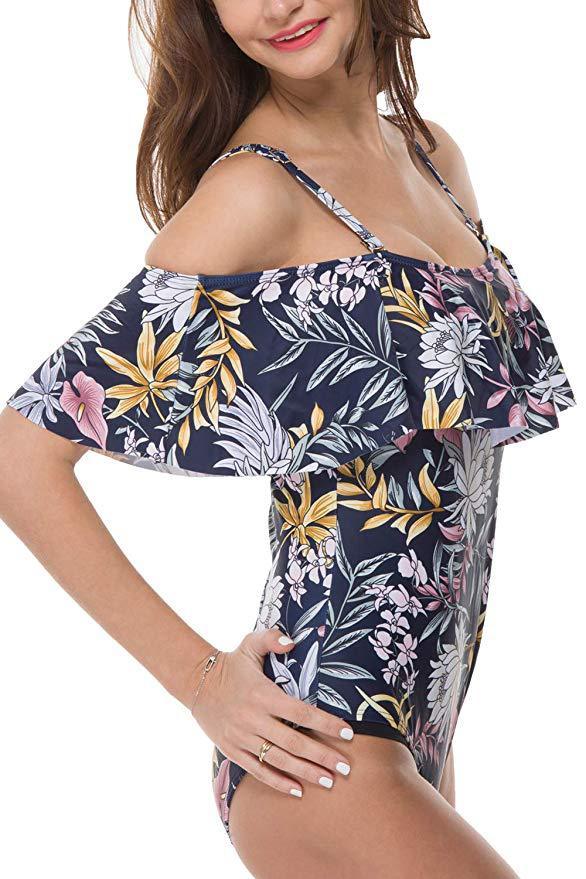 Slim Off Shoulder Women's One-Piece Swimsuit | Elegant & Sexy Swimwear for Beach & Pool