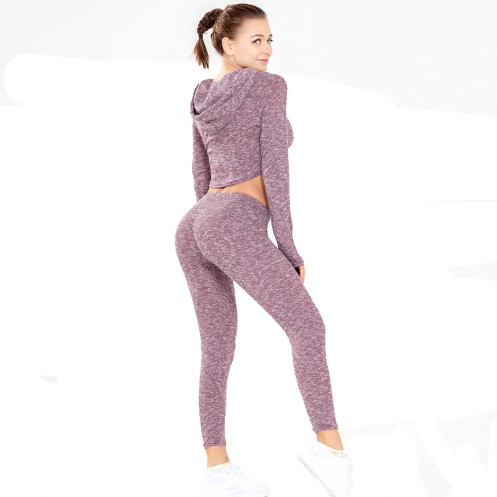 New Sexy Navel Knitted Fitness Sports Suit trendy