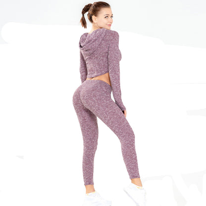 New Sexy Navel Knitted Fitness Sports Suit trendy