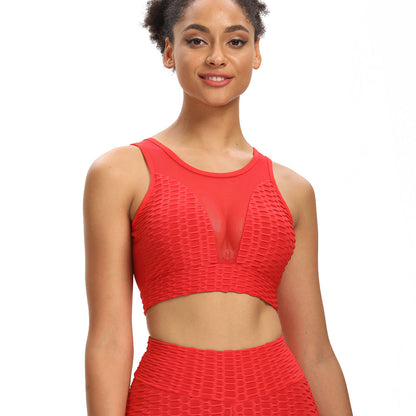 Mesh Jacquard Sexy Beauty Back Gathered Yoga Vest