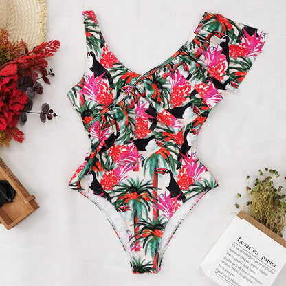 Chic Conservative One-Piece Swimsuit with Elegant Ruffle Detail – Modest, Flattering, and Stylish
