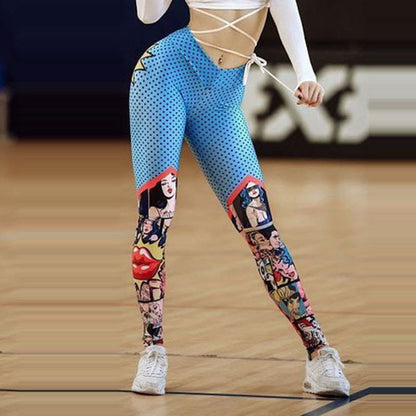 Funny Cartoon Leggings Female High Waist Printing Pant Leggings Fitness Sports Pants trendy