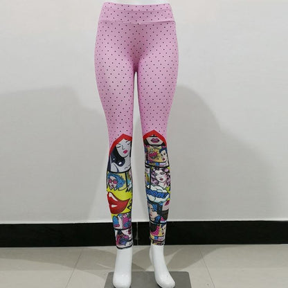 Funny Cartoon Leggings Female High Waist Printing Pant Leggings Fitness Sports Pants trendy