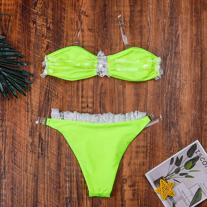 Women Amazon Split Swimsuit Lace Swimsuit Bikini trendy