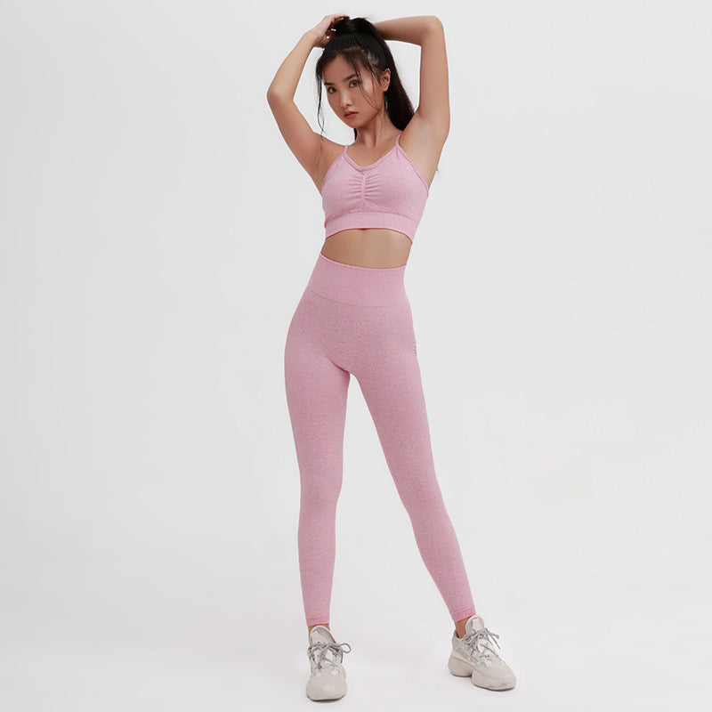 Knitted Seamless Shrinking Peach Hip-Lifting Yoga Pants Sports Yoga Fitness Suit