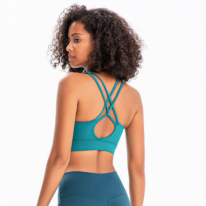 New Nude Feeling No Steel Ring Cross Beautiful Back Yoga Bra Fitness Running Gathering Sports Underwear Women