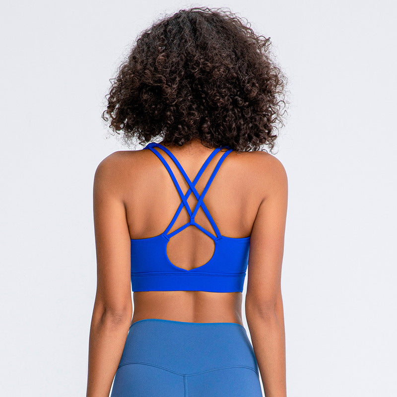 New Nude Feeling No Steel Ring Cross Beautiful Back Yoga Bra Fitness Running Gathering Sports Underwear Women