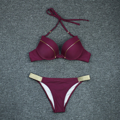 Bronzing Fabric Sexy Split Bikini Swimsuit Women trendy