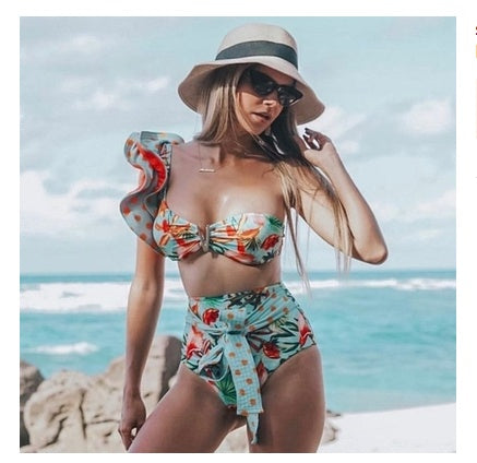 Swimwear Swimsuit Women Bikini Sexy Swimming Red High Waist trendy