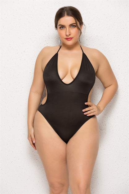Swimsuit Women's Sling Deep V-neck Thin One-piece Skirt Large Swimwear trendy