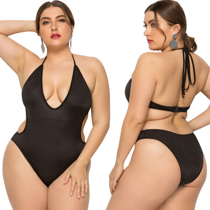 Swimsuit Women's Sling Deep V-neck Thin One-piece Skirt Large Swimwear trendy