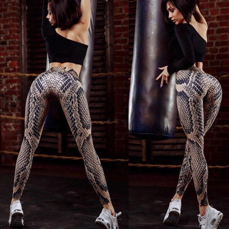 3D Snakeskin Print Fitness Yoga Leggings trendy yoga