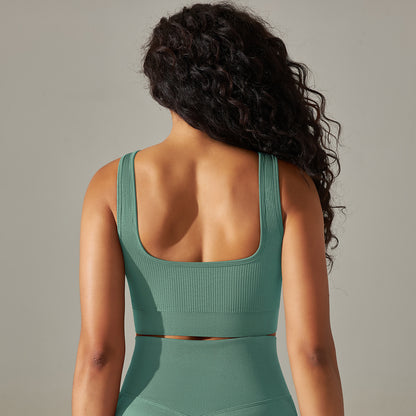 European And American Seamless Knitted Short Solid Color Thread Sports Underwear Running Fitness Yoga Wear