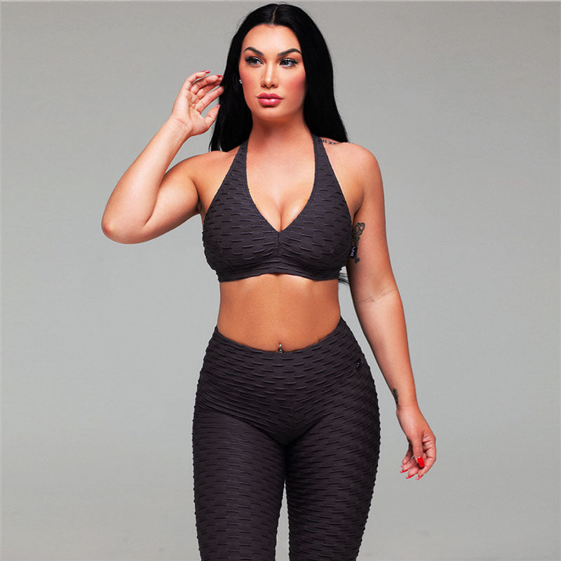 Jacquard Yoga Fitness Pants Set trendy